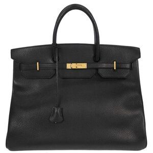 Hermes Birkin Black Ardennes With Gold Hardware Black Leather Handbag